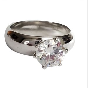 Silver Plated Solitaire Ring 3 CTW CZ